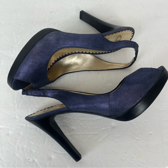 Jessica Simpson blue shimmer open-toe sling back heels-Woman’s 7.5 - Picture 4 of 13
